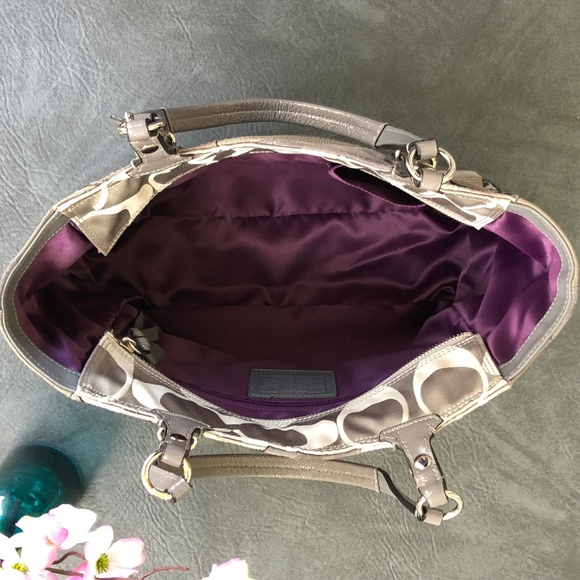 Coach Gray and Brown Patchwork Shoulder Bag - Picture 6 of 8